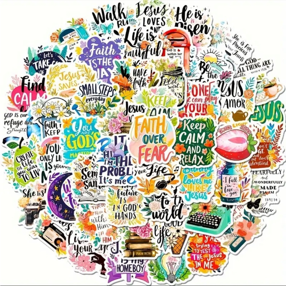 Set of 50 Floral and Butterfly Inspirational Bible Quote Stickers - Picture 8 of 9